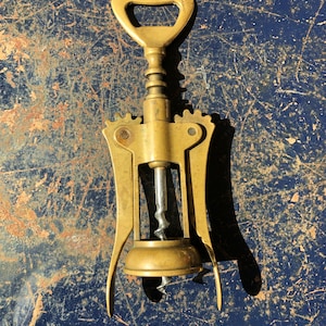 Italy Stylish Brass Bottle Opener Wine Corkscrew 1960s Modern Vintage