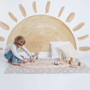 Großer Halb Sonnen Stoff Aufkleber / Wandaufkleber Sonne / Kinderzimmer Dekor / Übergroße Sonne / Wiederverwendbar / Boho / Geschenke für Kinder