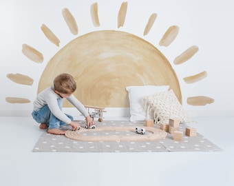 Large Half Sun Fabric Decal / Sun Wall Sticker / Kids Bedroom Decor / Oversized Sun / Reusable / Boho / Kids Wall Art / Gifts for Kids