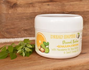 Dreadlocks Dread Balm da Dread Empire, Macadâmia, Manteiga de Karité e Óleos de Amêndoas Doces, condiciona e arruma os dreadlocks