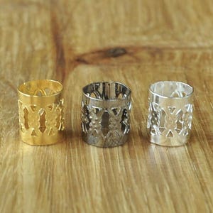 25 50 100 Braid's Dreadlock Beard Hair Cuffs Beads Silver Gold Heart Gun  Metal +