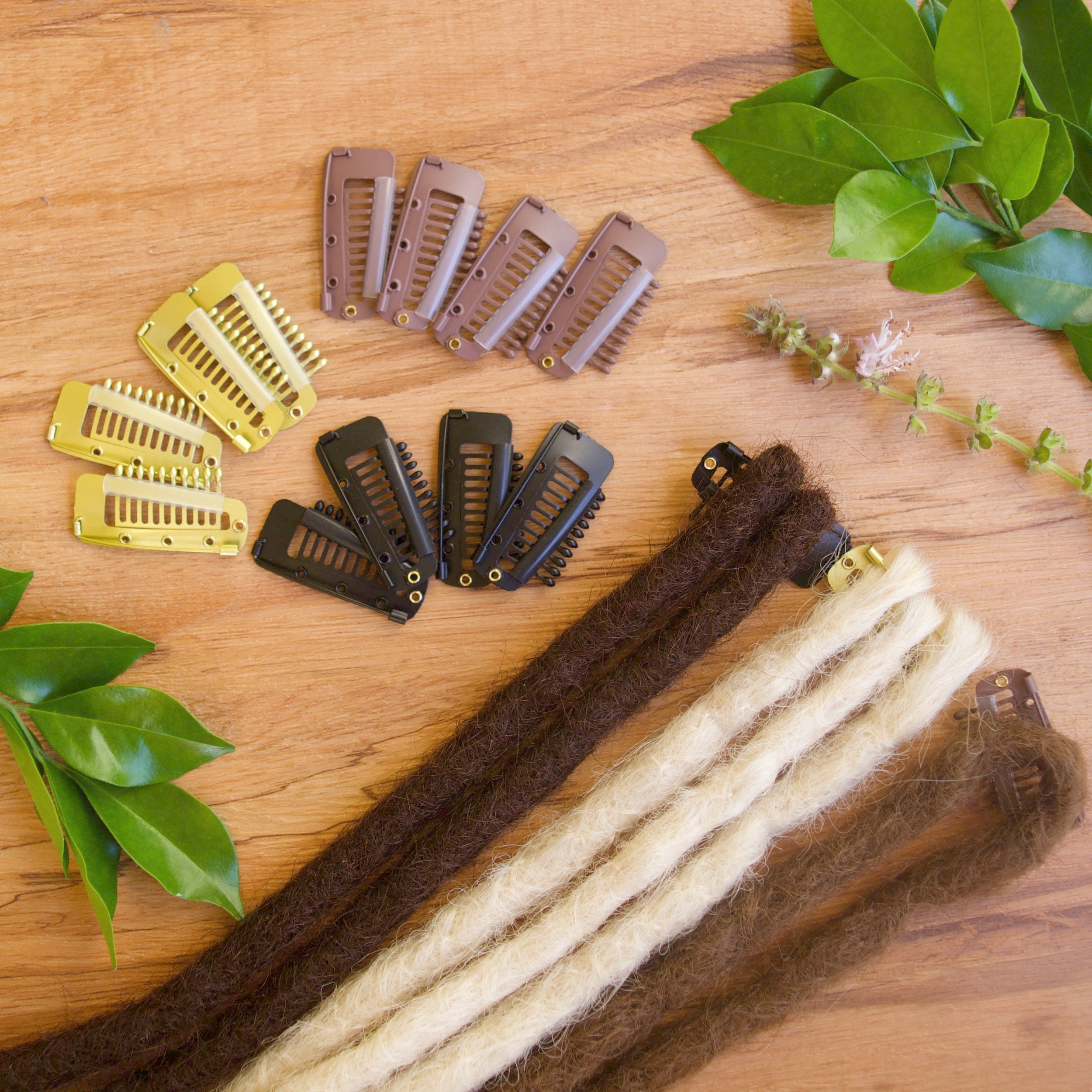 Dreadlock extension clips with pin 5 pack, quick and easy to secure and clip in temporary dreadlock extensions