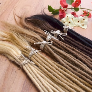 Human Hair Dreadlock Extensions x 15, Real Hair Dreads, 40cm/16inches long & 6mm thin
