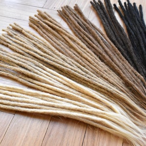 Human Hair Dreadlock Extensions x 5, Real Hair Dreads, 40cm/16inches long & 6mm thin