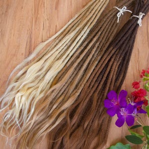 Human Hair Dreadlock Extensions x 30, ombre colour for braiding in or lengthening existing dreads, 60cm long, single ended loop