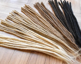 Human Hair Dreadlock Extensions x 3, Real Hair Dreads, 40cm/16inches long & 6mm thin