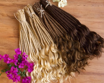 Mermaid Human Hair Dreadlock Extensions x 15, Real Hair Dreads, 50cm/20inches long & 7mm thick