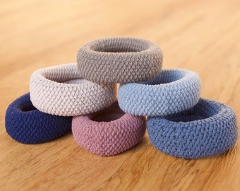 6 pack stretchy fabric thick hair ties / elastics perfect for dreadlocks, braids or long hair