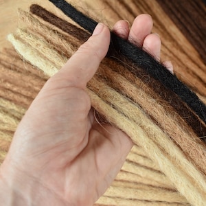 Human Hair Dreadlock Extensions x 3, Real Hair Dreads, 40cm/16inches long & 8mm thick