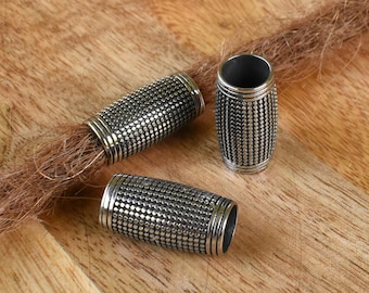 Juego de 3 cuentas de acero inoxidable para rastas, diseño de barril