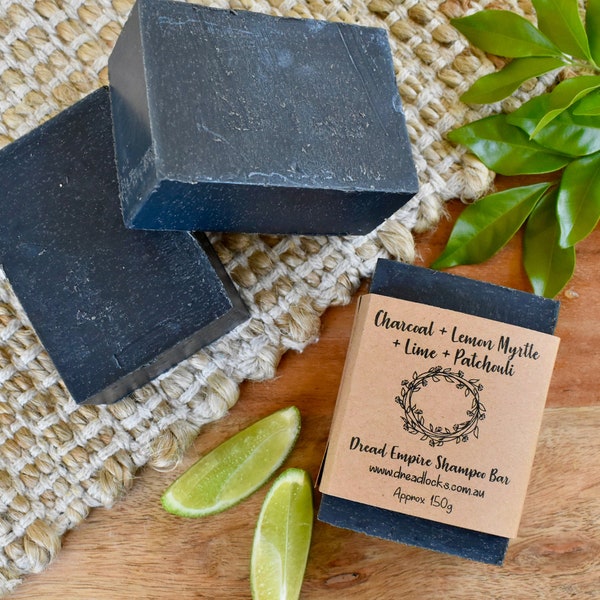 Shampoo Bar for dreadlocks 150gm Charcoal + Lemon Myrtle + Lime + Patchouli by Dread Empire