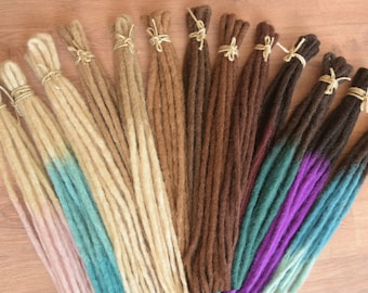 Dreadlock Extensions (5 Double Ended) - Crocheted Synthetic Henlon Hair - 10mm Thick, 50cm Long