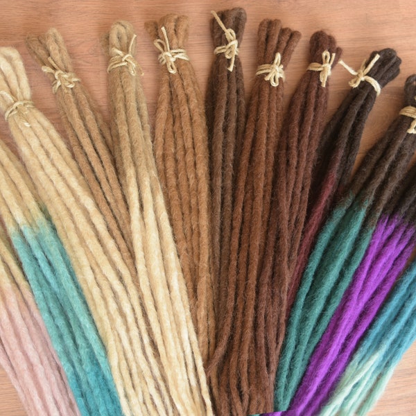 Dreadlock Extensions Double Ended x 10 dreads (5 extensions, 10 dreads when folded), Crocheted Synthetic 8-10mm thick and 50cm/20" long