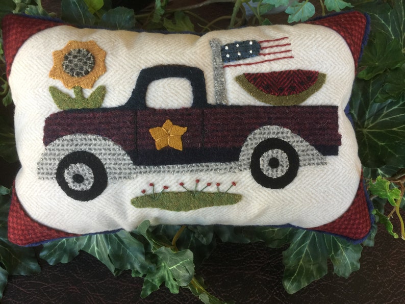Buttermilk Basin Vintage Mini Truck Wool Applique 4th of July Etsy