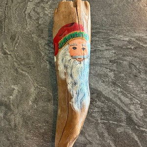14&quot; Tall Hand Painted Santa on Driftwood
