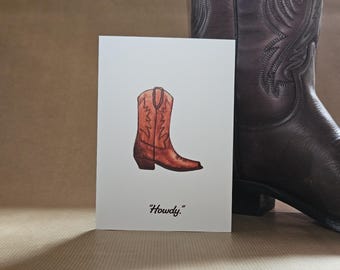 Howdy - A6 Cowboy Boot Greetings Card