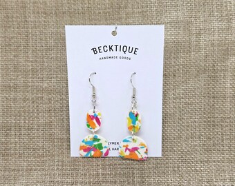 Confetti Dangle Earrings - Steel, Polymer Clay