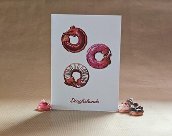 Doughshunds - A6 Dachshund & Donut Greetings Card