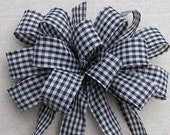 Black and White Checkered Bow, Bow for Wreath in Black and White Checker, Country Door Bow, Decorative Gift Bow, Bow for Home Decor,