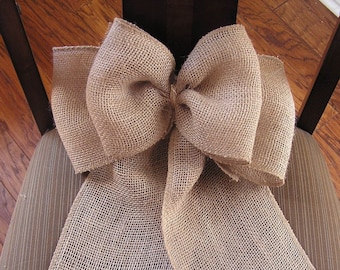 Burlap Wedding Bow, Chair Burlap Bow for Decor, Wide Burlap Bow, Rustic Bows, Bow for Wreath, Door Burlap Bow, Burlap Pew Bows, Aisle Bows