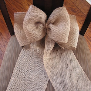 Burlap Wedding Bow, Chair Burlap Bow for Decor, Wide Burlap Bow, Rustic Bows, Bow for Wreath, Door Burlap Bow, Burlap Pew Bows, Aisle Bows