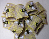 Summer Colorful Bow, Bumble Bee Bow, Decorative Bow, Summer Bow Decor, Bow For Wreath, Door Bow, Pew Bow Decor, Mail Box Bow, Kids Room Bow