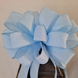 Light Blue Bow, Baby Blue Bow, Bow for Spring, Spring Decorative Bow, Baby Boy Bow Room Decor, Mail Box  Bow Decor, Gift Basket Bow,