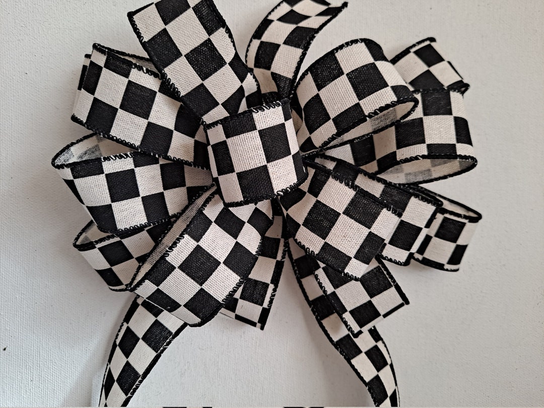 Black and White Checkered Bow, Bow in Black AND White Colors, Country