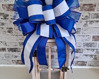 Blue and White Decorative Bows for Home Decorations, Wedding Decor in Royal Blue Sheer Bows