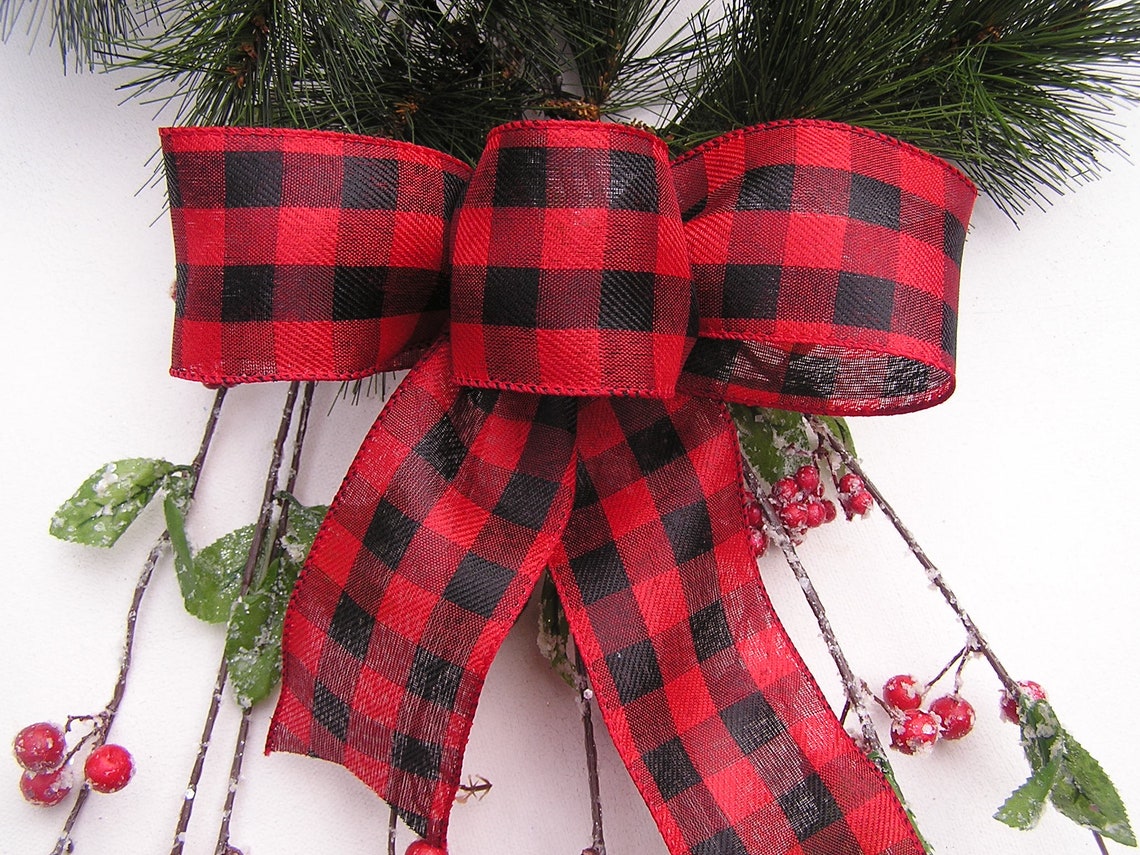 Holiday Window Bows Red Plaid Bows for Window Decor Etsy 日本
