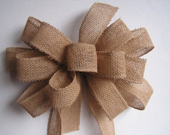 Rustic Burlap Bow, Bow for Wreath, Country Burlap Bow for Home Decor, Wreath Burlap Bow, Door Bow