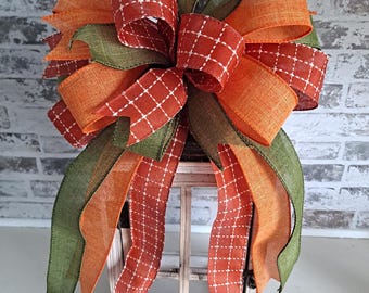 Autumn Wreath Bow, Door Fall Decor, Thanksgiving Lantern Bows