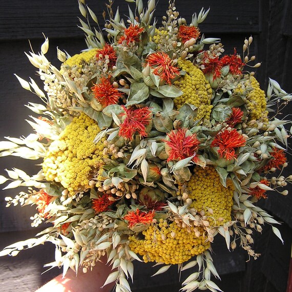 Bouquet De Fleurs Séchées De Mariage Pour Lautomne Bouquet Séché De Mariée Dautomne Bouquet De Demoiselles Dhonneur Bouquet Orange Et Jaune