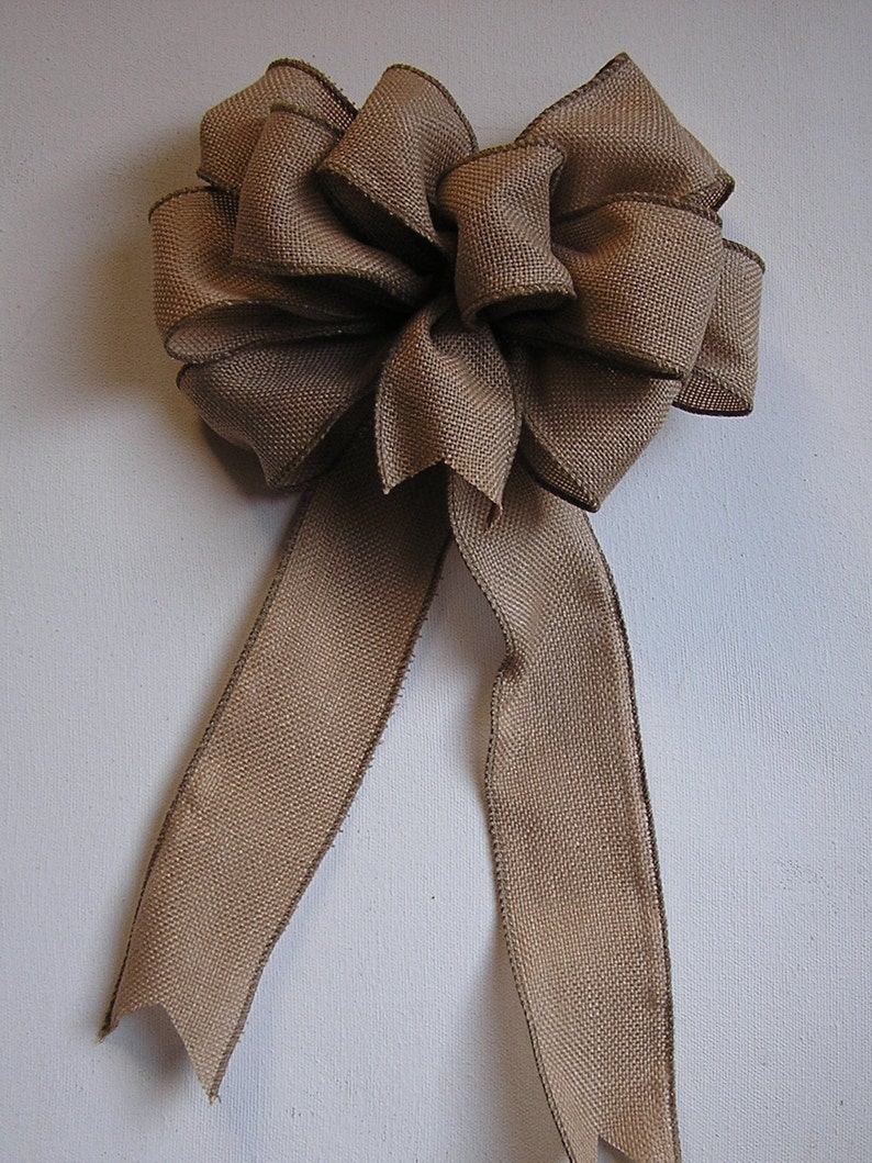 Wired Burlap Bow Natural Burlap Bow Wedding Burlap Bow Etsy