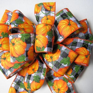 Fall Pumpkin Bow, Autumn Door Bows, Wreath Bow for Fall, Decorative Bow, Thanksgiving Bow Decoration, Bow For Door Decor, Wall Bow
