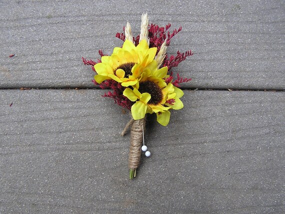Boutonnières De Mariage Séchées Tournesol Fleur à La Boutonnière Bordeaux Et Jaune Mariage Fleur à La Boutonnière Mans Boutonnière Boutonnière