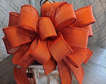 Orange Fall Decor Bow: Thanksgiving Wreath Swag Bow