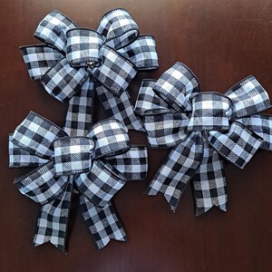 Buffalo Small Bows for Home Decorations, Christmas Black and White Checkered Tree Bows