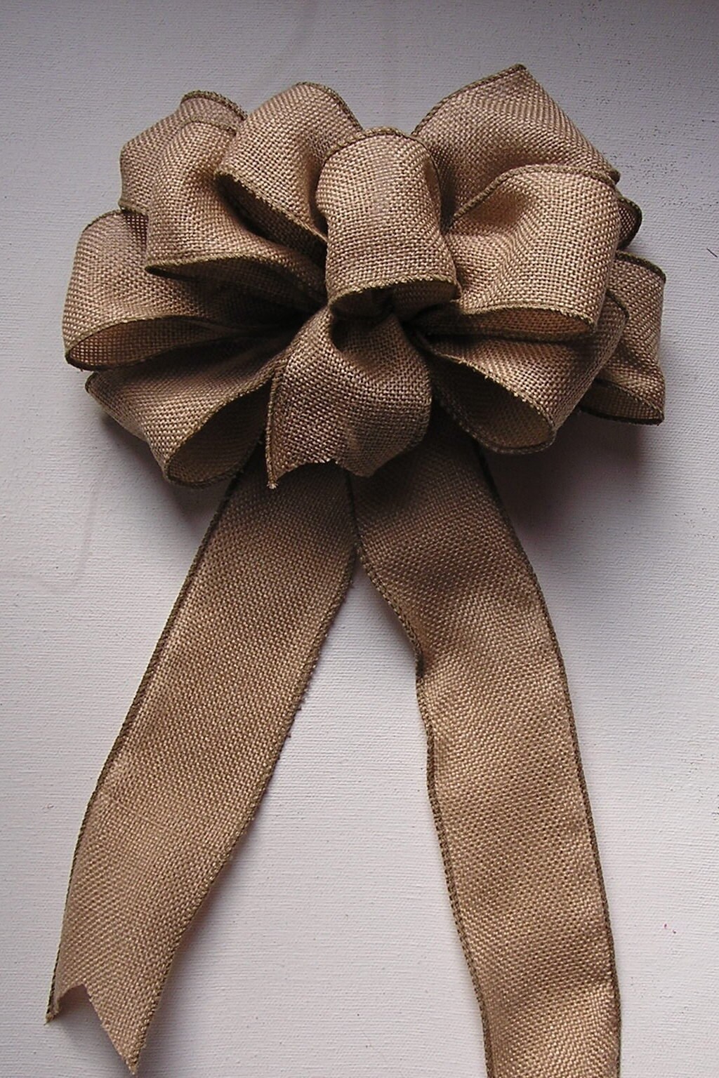 Natural Burlap Bow, Wired Burlap Bow, 2 Sizes