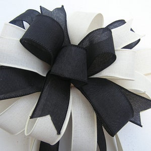Black and White Decorative Bow, Bow for Mail Box, Door Bow, Wedding Bow with Black and White Colors, Wreath Bow, Bows for Home