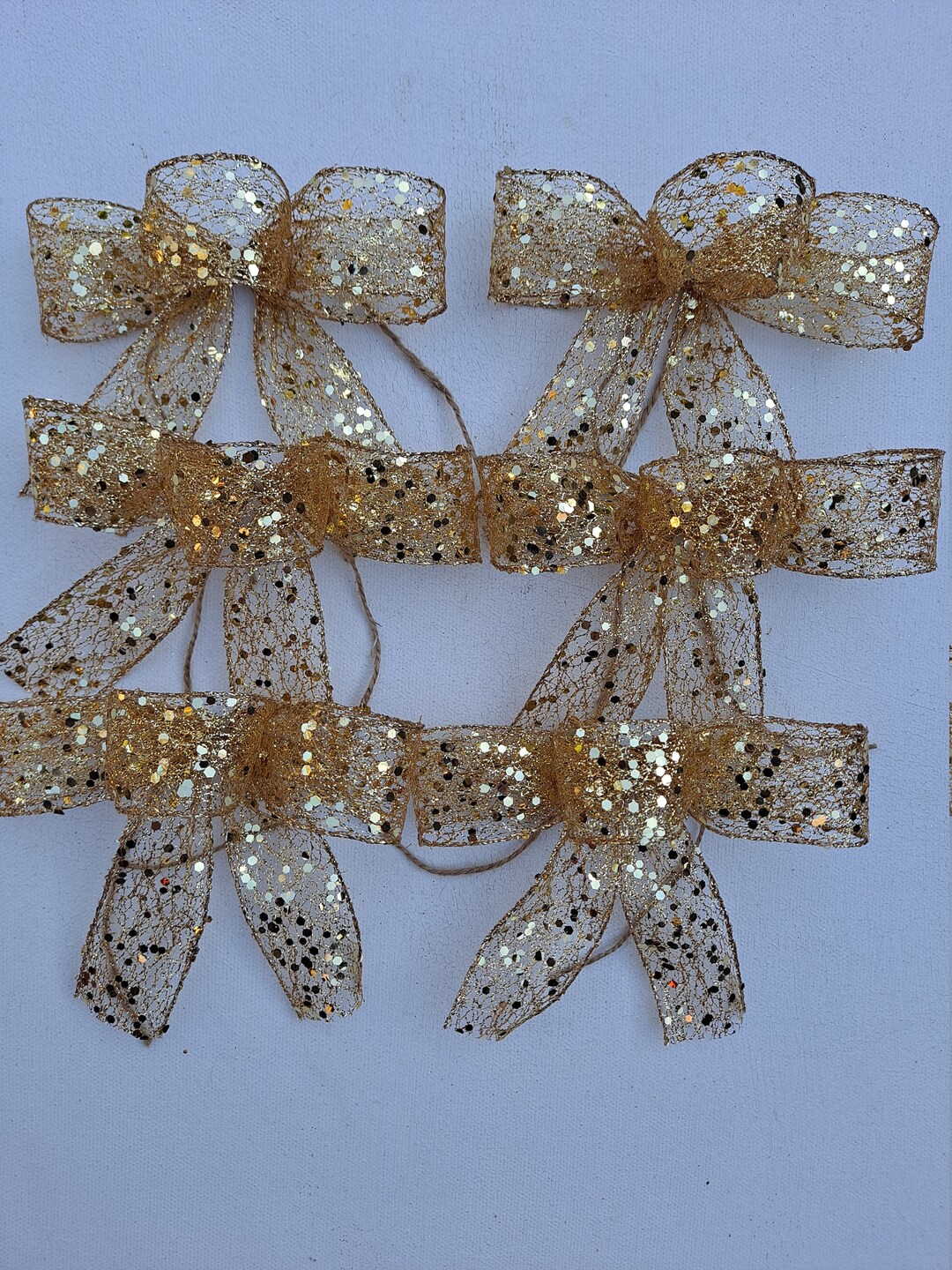 Gold Glittered Bows for Christmas Tree Holiday Bows for Home Etsy