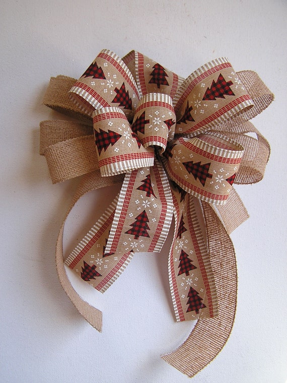 Burlap Christmas Tree Bow, Bow for Holiday Home Decor, Window Bows for  Christmas, Winter Wreath Bow, Decorative Burlap Bow, Staircase Bows 