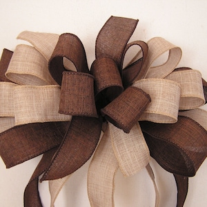 Tan and Brown Decorative Bows, Wedding Bow, Wreath Bow, Bow for Home Decoration, Gift Bow, Mail Box Bow, Door Brown Bow, Door Tan Bow