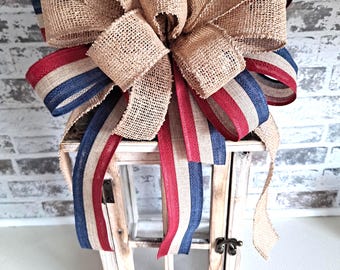 Red White and Blue Patriotic Bow, 4th of July Decor,  Independence Day Bows