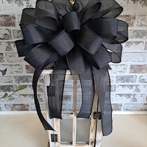 Handmade Black Wired Ribbon Bow, Memorial Decor