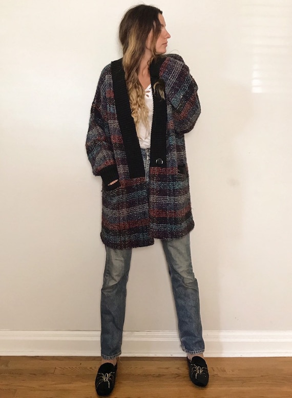 Vintage Oversized Plaid Cardigan
