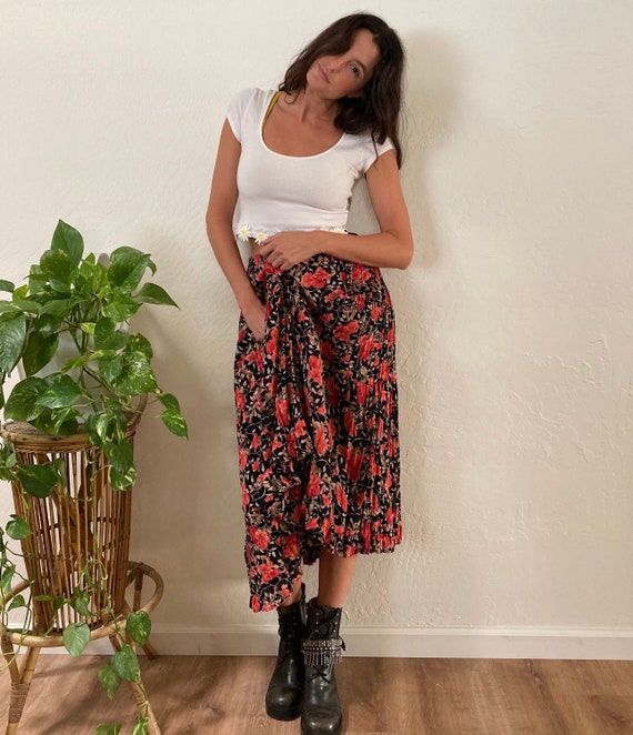 Vintage Floral Midi Skirt