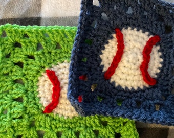 CROCHET PATTERN - 6" baseball granny square - Crochet Pattern