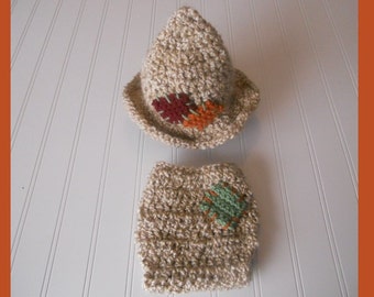 CROCHET PATTERN - Newborn Baby Scarecrow Hat and Diaper Cover - PATTERN