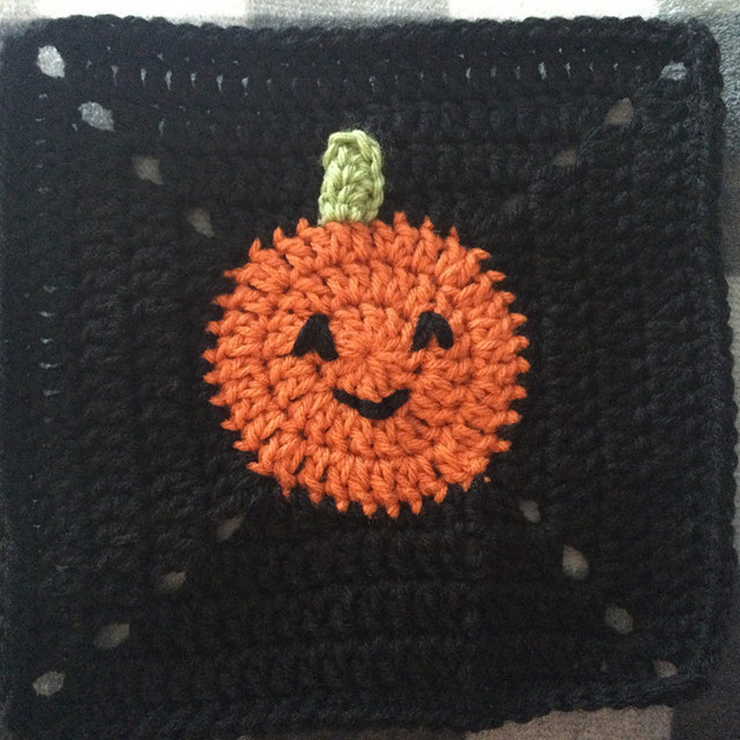 CROCHET PATTERN - Halloween Square - Jack O Lantern Pumpkin - PATTERN ...